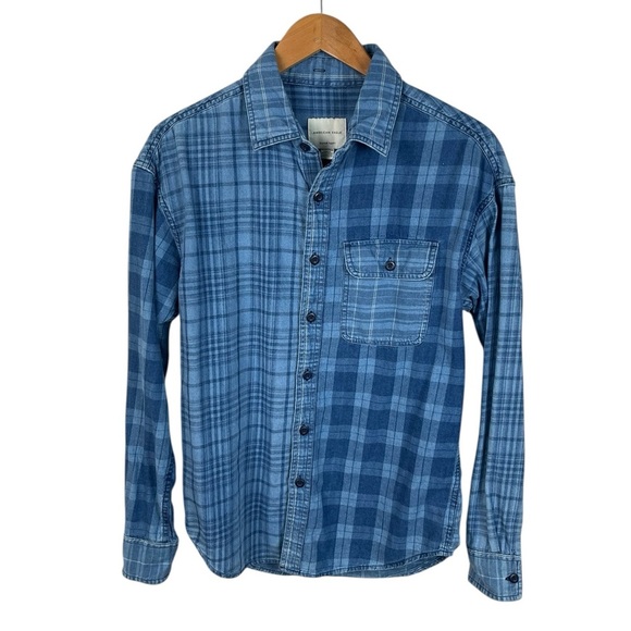 BF725 Men’s American Eagle SUPER SOFT plaid Flannel Button Down Shirt XS - Picture 1 of 4